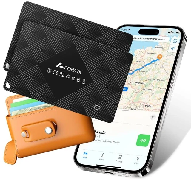 Main image of Card Tracker for Wallet, Works with Find My (iOS Only) - Ultra-Slim Wallet Finder Card, Rechargeable Smart Locator Tag Like Wallet Tracker Card, Bags & Luggage 2 Pack