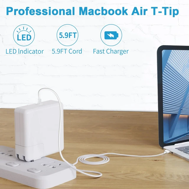 Alt view image 3 of 7 - Replacement Mac Book Air Charger 45W T-Tip AC Shape Connector Power Adapter Charger for Mac Book Air 11 inch and 13 inch (Between 2012-2017)
