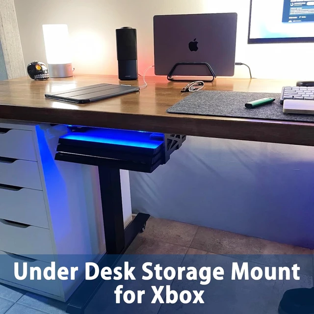 Alt view image 5 of 7 - Under Desk Laptop Mount, Metal Under Desk Shelf Holder compatible for MacBook,Mini PC,Xbox Series S,Xbox One S/X, Under Laptop Storage Mount