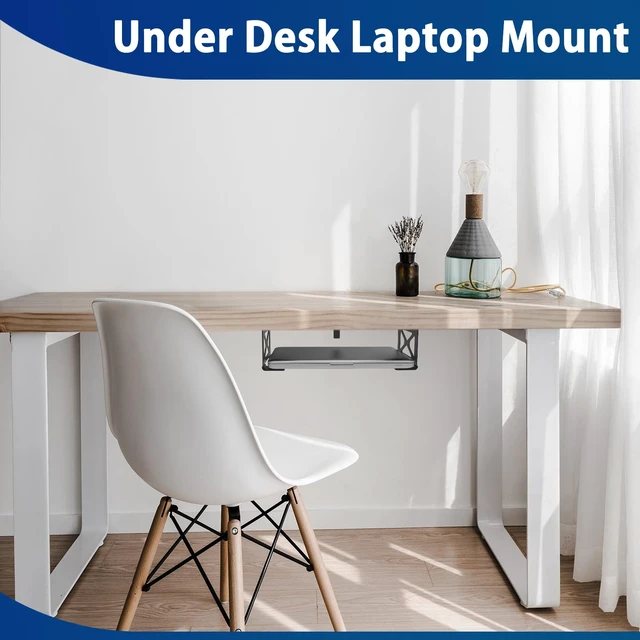 Alt view image 6 of 7 - Under Desk Laptop Mount, Metal Under Desk Shelf Holder compatible for MacBook,Mini PC,Xbox Series S,Xbox One S/X, Under Laptop Storage Mount