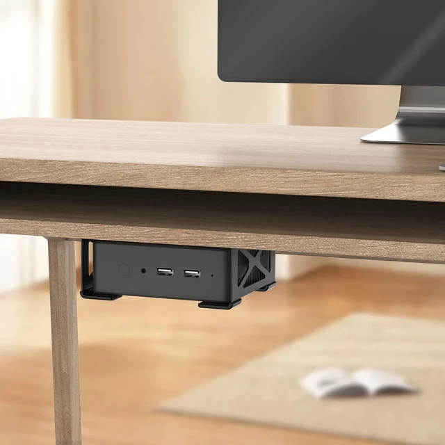 Alt view image 7 of 7 - Under Desk Laptop Mount, Metal Under Desk Shelf Holder compatible for MacBook,Mini PC,Xbox Series S,Xbox One S/X, Under Laptop Storage Mount