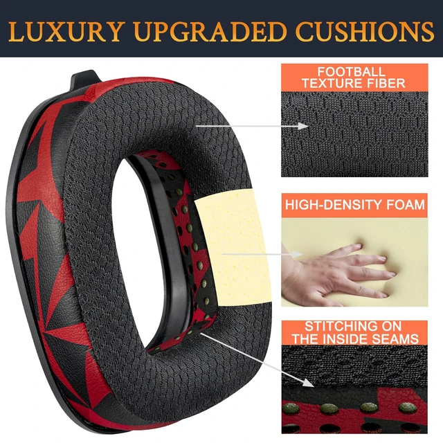 Alt view image 3 of 4 - Replacement Earpads for Astro A50 Gen3 (Do Not Fit A50 Gen 4) Headset, Ear Pads Cushions with Durable Mesh Fabric, Noise Isolation Foam - Red Storm