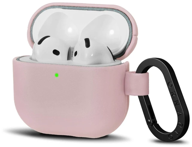 Main image of Vegan Leather for AirPods 5 Case & for AirPods 4 Case, Blush Pink Timeless Style, Everyday Protection - Classic Leather Look, Front LED Visible, Carabiner Included, Easy to Install & Remove