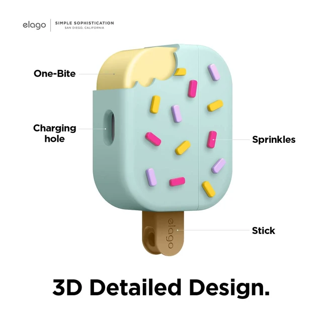 Alt view image 3 of 7 - Ice Cream Case with Keychain for AirPods Pro (Mint)