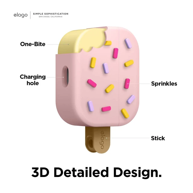 Alt view image 3 of 7 - Ice Cream Case with Keychain for AirPods Pro (Strawberry)