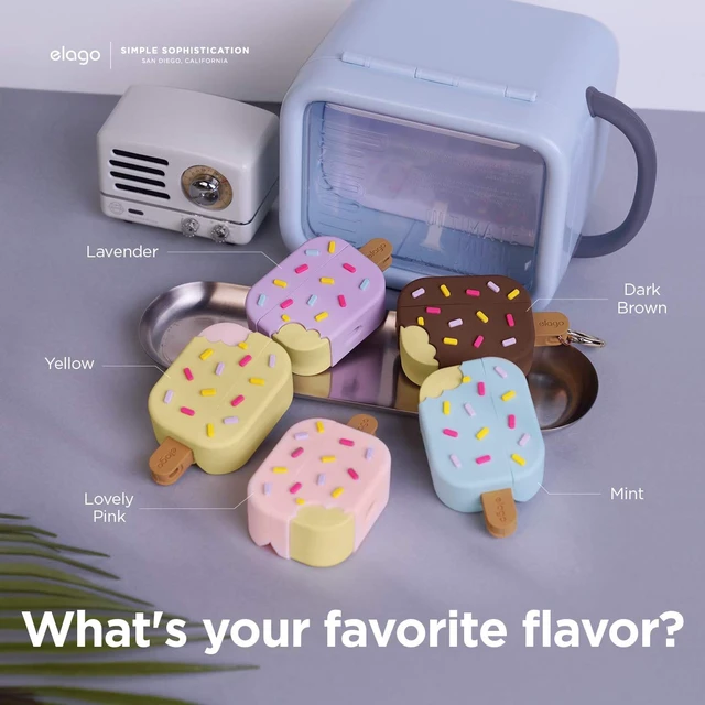 Alt view image 7 of 7 - Ice Cream Case with Keychain for AirPods Pro (Blueberry)