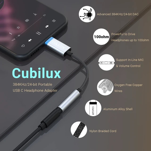 Alt view image 2 of 6 - USB C Audio Adapter with 384KHz/24-bit DAC Compatible with iPhone 17/16/15, iPhone 17/16/15 Pro/Max, iPad 10, iPad Pro, iPad Air 5/4, iPad mini 6, Google Pixel 8/7/6 Pro 7a/6a 6 5XL More