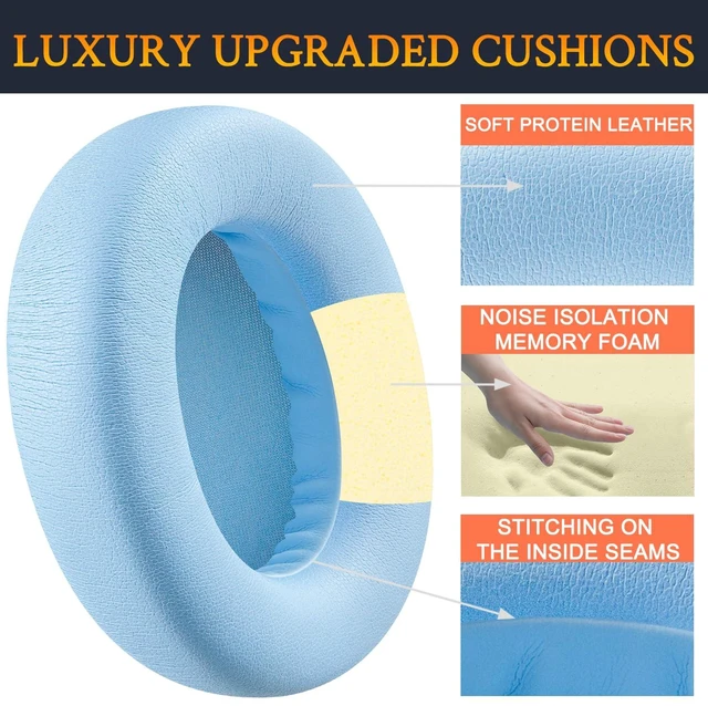 Alt view image 3 of 6 - Earpads for Skullcandy Crusher ANC 2(ANC2) - Preppy Blue Do Not Fit Crusher ANC Wireless Headphones