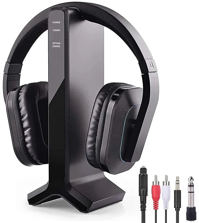 Main image of Wireless Headphones for Smart TV Watching,TV Headphones for Seniors 2.4 G RF Transmitter Charging Dock (Digital Optical AUX RCA) 100 ft Wireless Range No Audio Delay