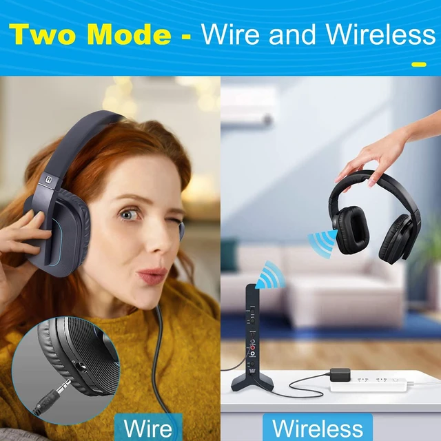 Alt view image 2 of 7 - Wireless Headphones for Smart TV Watching,TV Headphones for Seniors 2.4 G RF Transmitter Charging Dock (Digital Optical AUX RCA) 100 ft Wireless Range No Audio Delay