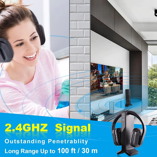 Alt view image 5 of 7 - Wireless Headphones for Smart TV Watching,TV Headphones for Seniors 2.4 G RF Transmitter Charging Dock (Digital Optical AUX RCA) 100 ft Wireless Range No Audio Delay