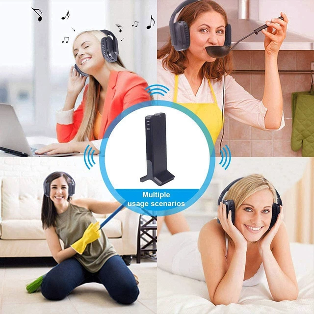 Alt view image 7 of 7 - Wireless Headphones for Smart TV Watching,TV Headphones for Seniors 2.4 G RF Transmitter Charging Dock (Digital Optical AUX RCA) 100 ft Wireless Range No Audio Delay