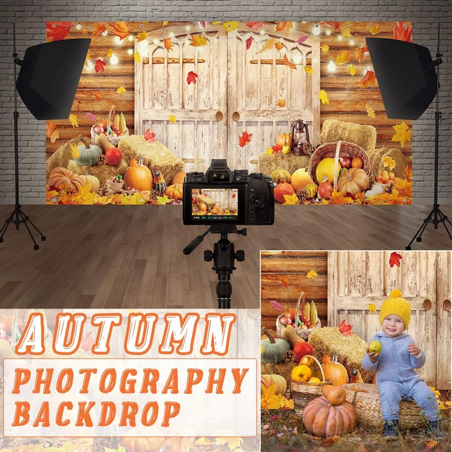 Alt view image 4 of 6 - 8 x 16 ft Fall Garage Door Banner Thanksgiving Barn Decor Harvest Pumpkin, Hanging Backdrop Cover, with Grommets, Rope, Autumn Holiday Party Decor, Photo Studio Prop, for Wall, House