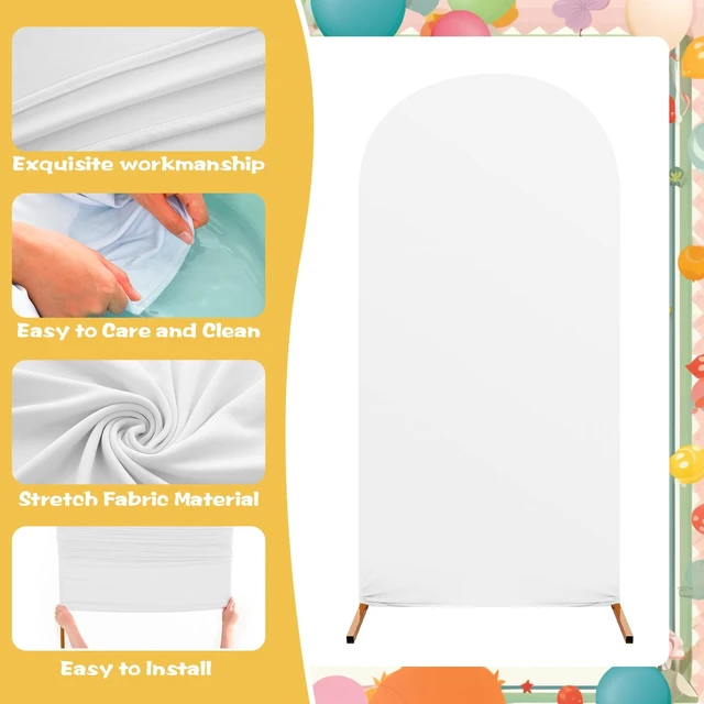 Alt view image 3 of 6 - 3 Happy Arch Cover, White, Yellow, Black-White, Simple Style Fitted Stretch Spandex Backdrop, One Happy Dude Theme for Birthday, 4ft 5ft 6ft Frames, Kids Party Sport Event