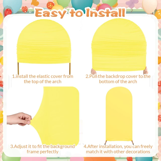 Alt view image 4 of 6 - 3 Happy Arch Cover, White, Yellow, Black-White, Simple Style Fitted Stretch Spandex Backdrop, One Happy Dude Theme for Birthday, 4ft 5ft 6ft Frames, Kids Party Sport Event