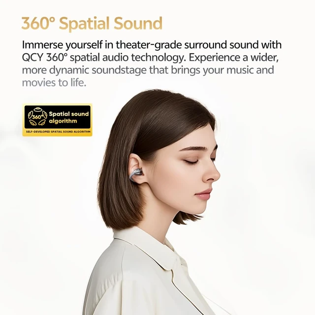 Alt view image 7 of 7 - Crossky C30S Open Ear Earbuds Bluetooth 6.0, LDAC Hi-Res Audio Spatial Sound, Fast Charging, Dual Connection, IPX5 Waterproof, Ultra-Comfort