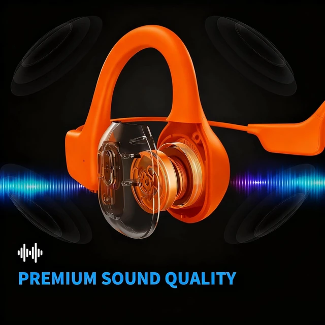 Alt view image 7 of 7 - 2026 Upgrade Bone Conduction Headphones-SwimBeats, IP68 Waterproof Swimming Headphones 32GB Storage BT 6.0 28g Lightweight 8H Battery, Open-Ear Headphones for Swimming, Running, Cycling(Orange)