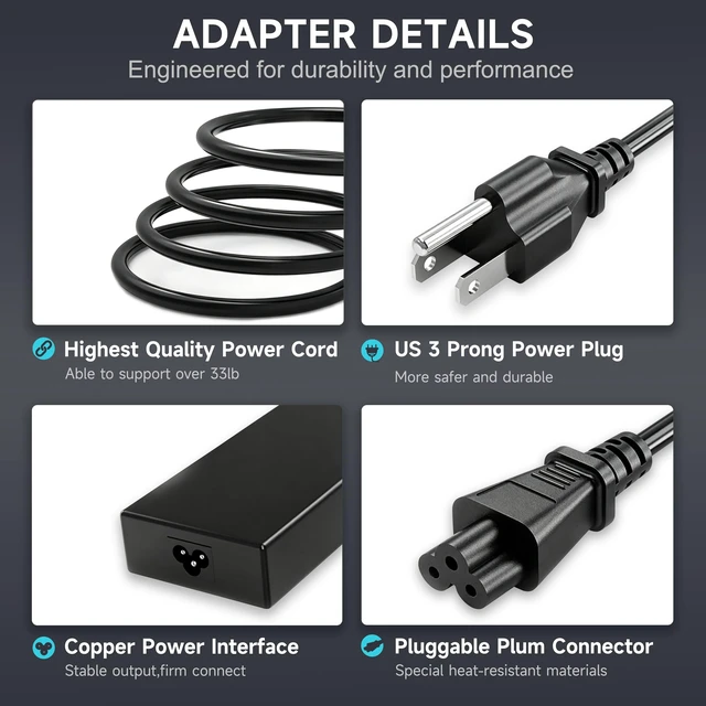 Alt view image 6 of 7 - 120W Laptop Charger Compatible with MSI Thin GF63, Thin 15 A15, Cyborg 15 14, Replace A17-120P2A ADP-120VH D AC Adapter