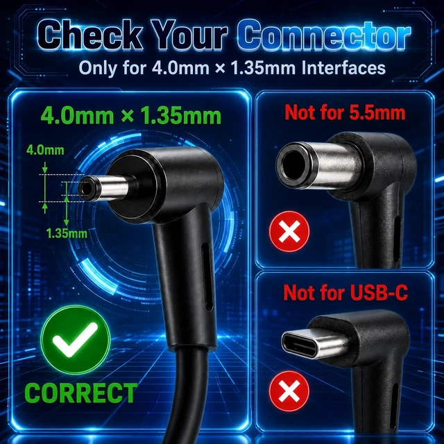 Alt view image 2 of 7 - Laptop Charger for Asus L210MA L410MA X515EA F415EA F510UA, 45W Check the Asus model, 19V 2.37A requirement and 4.0 mm round port; not for 5.5 mm or USB-C ports; 6.6 ft cable included