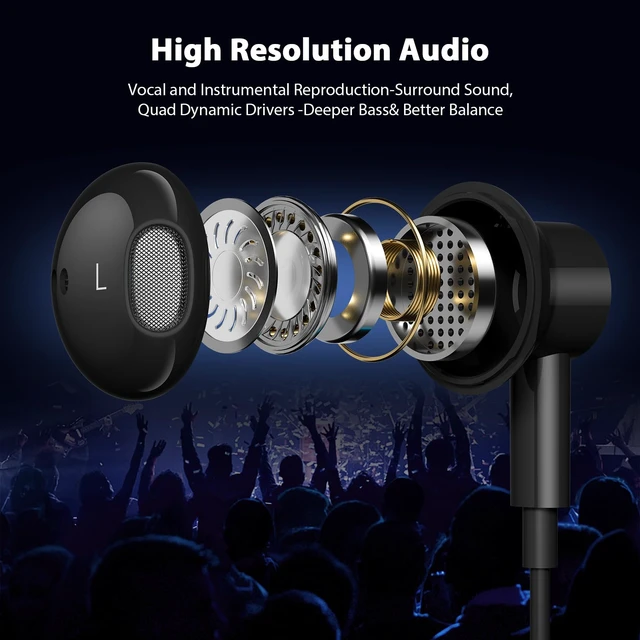 Alt view image 2 of 7 - Magnetic USB-C Wired Earbuds HiFi Stereo Headphones with Mic Black Type-C Earbuds with Control Button for iPhone Duo 18 Pro Max 17 16 Samsung S26 FE OnePlus 15 Wired Earphones for Call Workout