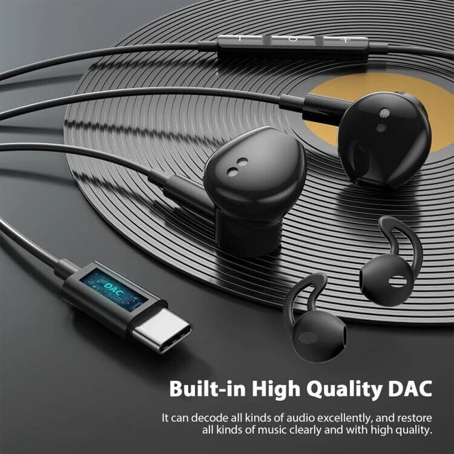 Alt view image 4 of 7 - Magnetic USB-C Wired Earbuds HiFi Stereo Headphones with Mic Black Type-C Earbuds with Control Button for iPhone Duo 18 Pro Max 17 16 Samsung S26 FE OnePlus 15 Wired Earphones for Call Workout