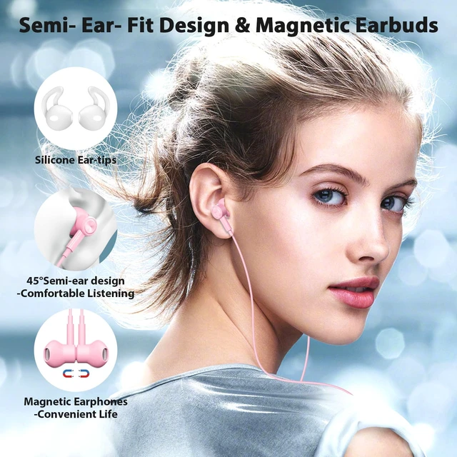 Alt view image 2 of 7 - Magnetic USB-C Wired Earbuds HiFi Stereo Headphones with Mic, Pink Type-C Earbuds with Control Button for iPhone Duo 18 Pro Max 17 16 Samsung S26 FE OnePlus 15 Wired Earphones for Call Workout