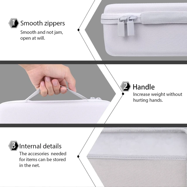 Alt view image 5 of 7 - Hard Case for Canon SELPHY CP1500/CP1300/CP1200 Photo Printer,White Soft Anti-Static Lining, Spacious Interior, Accessory Storage, Comfortable Hand Strap, Strong Zipper,Protective Organization
