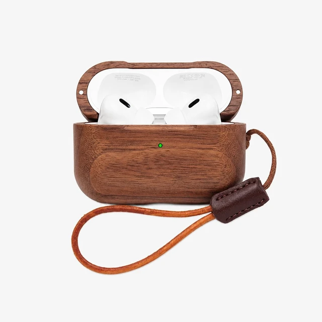 Main image of Walnut Wood Case Compatible with AirPods Pro 3 Wireless Charging Protective Cover, Lightweight Anti-Scratch Earbuds Case with Lanyard