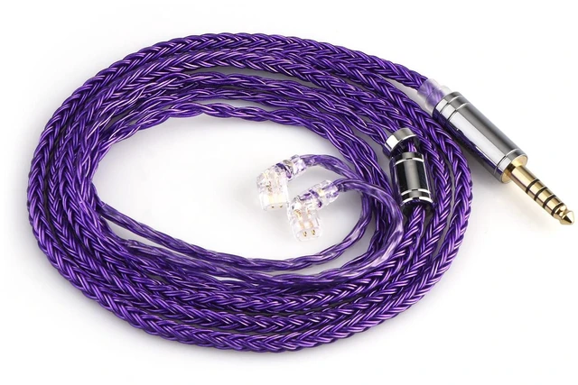 Main image of Tripowin Zonie IEM Cable, 16 Core Silver Plated Earphone Upgraded Cords, 1.25m SPC in Ear Monitor Cable for KZ ZS10 PRO 2 AS10 PRO Tangzu Waner SIMGOT EM6L(Recessed 2pin, 4.4mm)(Violet)