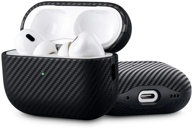 Main image of Edge Series - Leather Case for AirPods Pro 3rd Generation - Black Artisan Hand-Wrapped Case - Top Grain Leather - Carbon Fiber Finish - Microfiber-Lined Scratch Protection