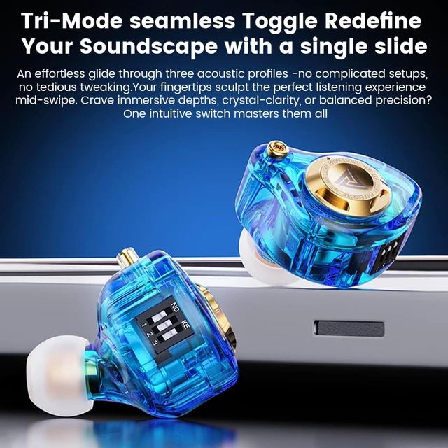 Alt view image 4 of 7 - Qkz Ak6 Lucky in Ear Monitor, HiFi Wired Earbuds, Tunable Sound Wired Headphones Gaming Earbuds with 3-Level Adjusting Switch, Detachable Cable for Music Gaming Video Calling (Blue)