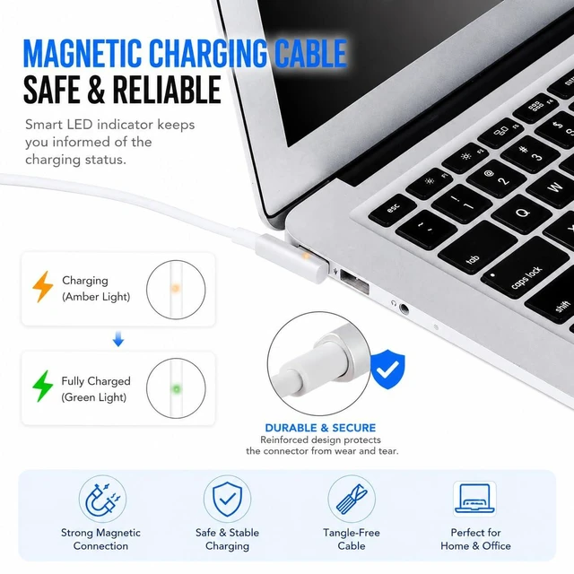 Alt view image 3 of 6 - Compatible with Mac Book Pro Charger, 60W Power Adapter L-Tip Mag 1 Connector Charger for Mac Book Pro 13 Inch(Before Mid 2012)