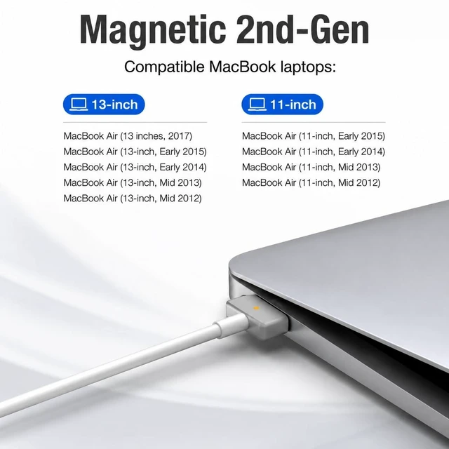 Alt view image 2 of 6 - Compatible with Mac Book Air Charger, 45W Power Adapter T-tip Mag 2 Connector Laptop Charger for Mac Book Air 11-13 inch(2012-2017)