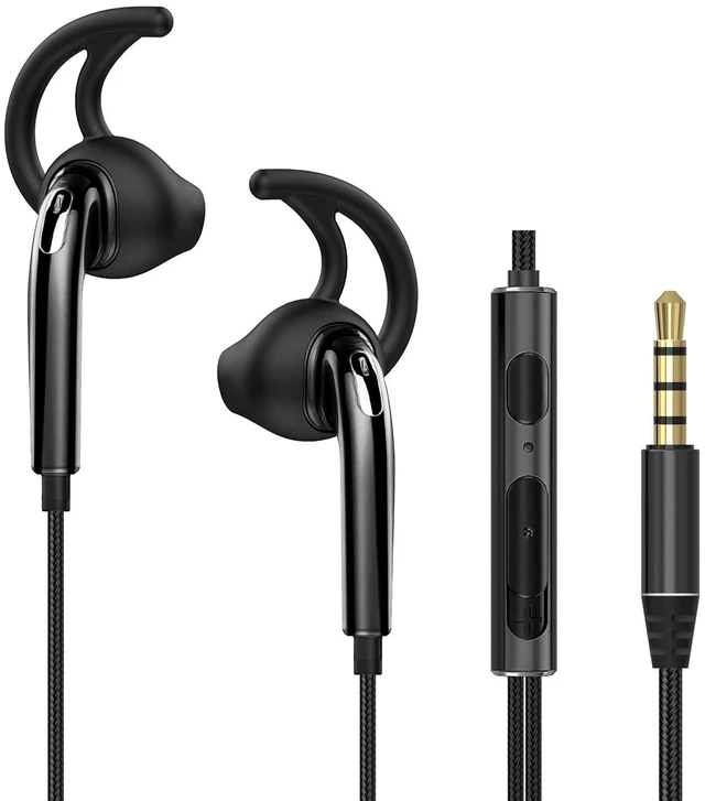 Main image of Wired Earbuds, Running Headphones with Microphone, Volume Control Earphones with Sporting Hook for Workout Sports Exercise Jogging Gym, Compatible Smartphones Mp3 Tablet Laptop 3.5mm