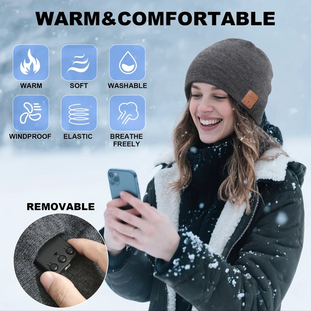 Alt view image 5 of 7 - Bluetooth Beanie Hat Wireless Headphones Hands Free Stocking Stuffers Soft acrylic knit beanie, Over Ear Headphones Headsets Earphone Speaker & Wireless Music,Washable Unique Tech Gifts for men