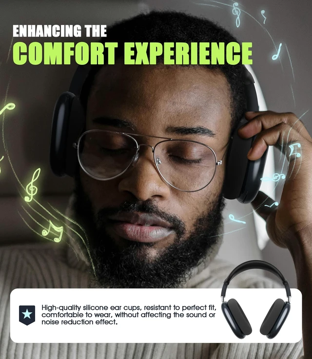 Alt view image 3 of 6 - 4 in 1 Case Cover for AirPods Max 2/1 (Black) Headband/Ear Cups/Ear Pads Cover, All-Round Protection Soft Silicone and Clear TPU Headphone Case for AirPods Max 2