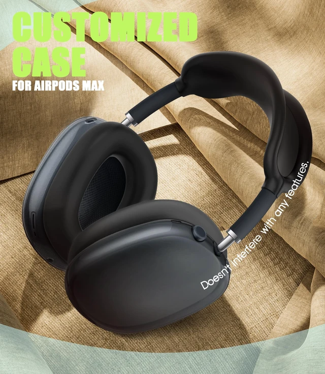Alt view image 6 of 6 - 4 in 1 Case Cover for AirPods Max 2/1 (Black) Headband/Ear Cups/Ear Pads Cover, All-Round Protection Soft Silicone and Clear TPU Headphone Case for AirPods Max 2
