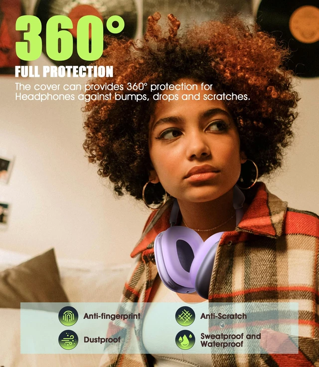 Alt view image 5 of 6 - 4 in 1 Case Cover for AirPods Max 2/1 (Purple) Headband/Ear Cups/Ear Pads Cover, All-Round Protection Soft Silicone and Clear TPU Headphone Case for AirPods Max 2