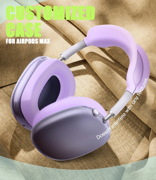 Alt view image 6 of 6 - 4 in 1 Case Cover for AirPods Max 2/1 (Purple) Headband/Ear Cups/Ear Pads Cover, All-Round Protection Soft Silicone and Clear TPU Headphone Case for AirPods Max 2