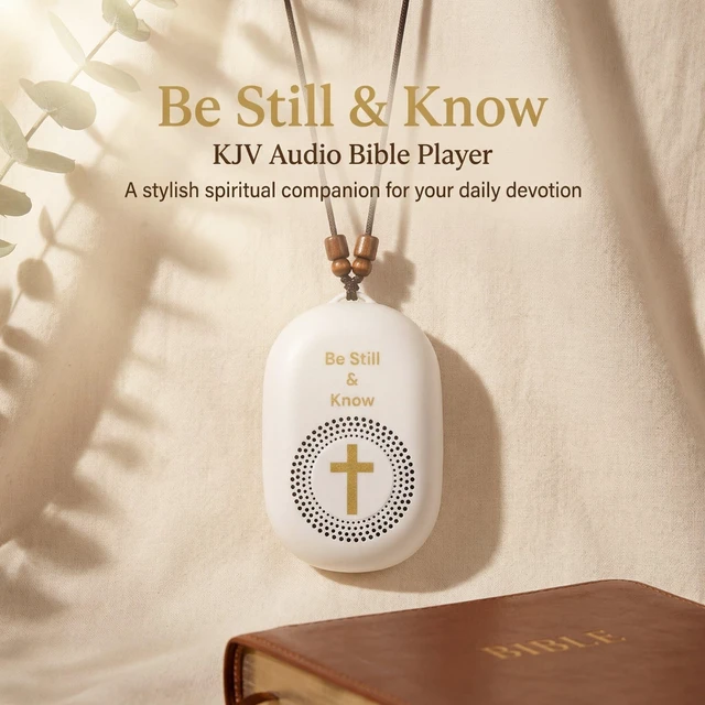 Alt view image 3 of 7 - KJV Audio Bible Player, Portable microSD Audio Player, Speakers, King James Version Talking Electronic Bible, Portable Bible Player Device New & Old Testament, Gifts for Seniors, White