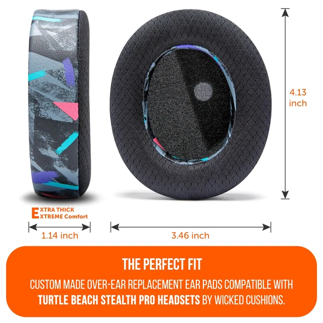 Alt view image 5 of 7 - Freeze Stealth Pro - Cooling Gel Earpads for Turtle Beach Stealth Pro 1 Made by Wicked Cushions Boost Comfort, Durability, Thickness & Sound Isolation 90's Black