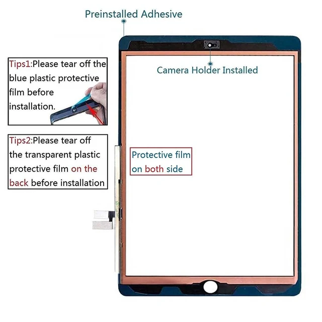 Alt view image 3 of 4 - Touch Screen Digitizer for Black iPad 7/8 2019 2020 7th/8th Generation 10.2" A2197 A2198 A2200 A2270 A2428 A2429 A2430 Front Glass Assembly Replacement with Toolkit(Without Home Button)