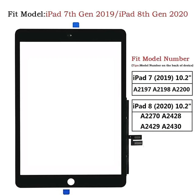 Alt view image 2 of 4 - Touch Screen Digitizer for Black iPad 7/8 2019 2020 7th/8th Generation 10.2" A2197 A2198 A2200 A2270 A2428 A2429 A2430 Front Glass Assembly Replacement with Toolkit(Without Home Button)
