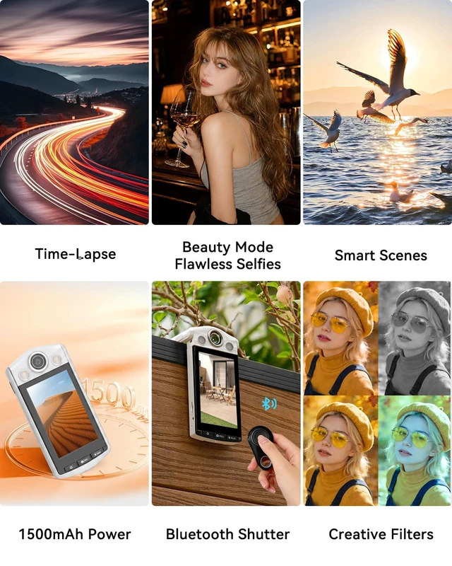 Alt view image 7 of 7 - VS3 4K Digital Camera, 48MP Vlogging Camera with 3.5" Flip Screen & Bluetooth Remote Control, 16X Digital Zoom, Compact Travel Camera for YouTube Video Recording