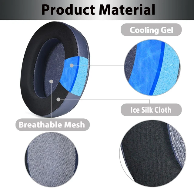 Alt view image 3 of 7 - WH-XB910N Replacement Ear Pads, Upgrade Cooling Gel Earpads Cushions for Sony WH-XB910N Noise Cancelling Headphones, Ear Pads Cushions with Soft Memory Foam and Buckle(Blue)