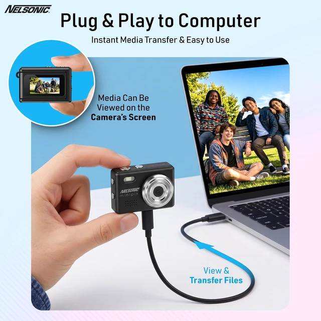 Alt view image 4 of 7 - MiniPix 1080P Digital Keychain Camera, 8GB Card, USB-C, Black 0.96-inch color screen, 1MP sensor, photo/video capture, pocket size, clip-on design, rechargeable, travel, gifts, teens, 6+