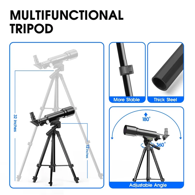Alt view image 4 of 5 - Telescope Kids 50mm Aperture 360mm AZ Astronomical Portable Telescope for Kids Adults Beginners with Tripod Black
