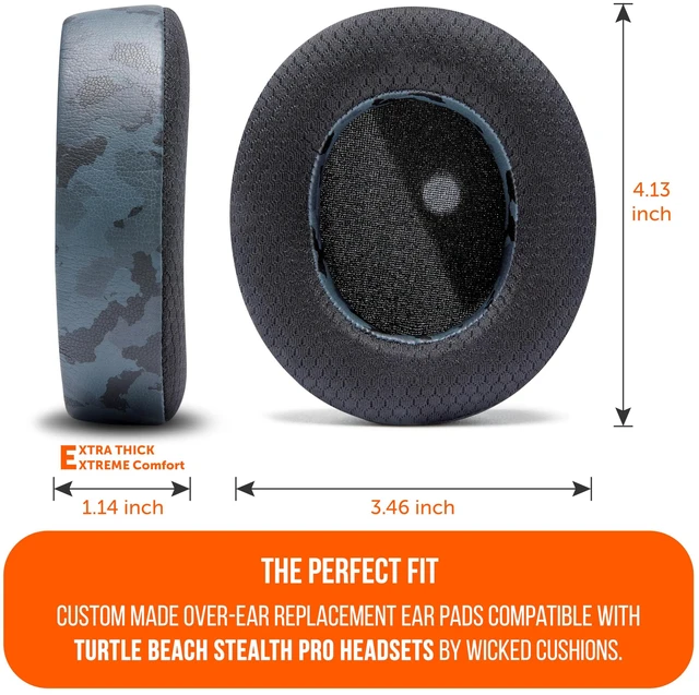 Alt view image 5 of 7 - Freeze Stealth Pro - Cooling Gel Earpads for Turtle Beach Stealth Pro 1 Made by Wicked Cushions Boost Comfort, Durability, Thickness & Sound Isolation Black Camo