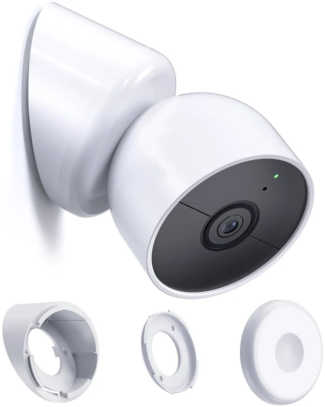 Main image of Magnetic Wall Mount Compatible with Google Nest Cam Outdoor (Wired, 2nd Gen) and Outdoor or Indoor, Battery, 4 Installation Methods, Nest Camera Replacement Angled Mount, Nest Cam Desk Stand