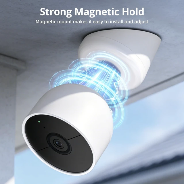 Alt view image 7 of 7 - Magnetic Wall Mount Compatible with Google Nest Cam Outdoor (Wired, 2nd Gen) and Outdoor or Indoor, Battery, 4 Installation Methods, Nest Camera Replacement Angled Mount, Nest Cam Desk Stand
